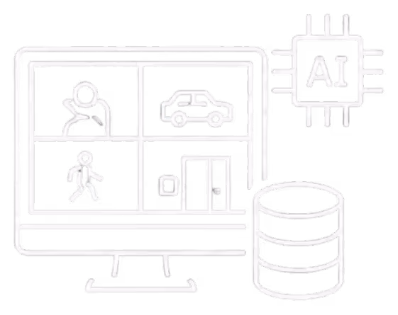 Icon of three horizontal server units connected by dotted lines on a black background.