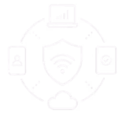 Icon of three horizontal server units connected by dotted lines on a black background.