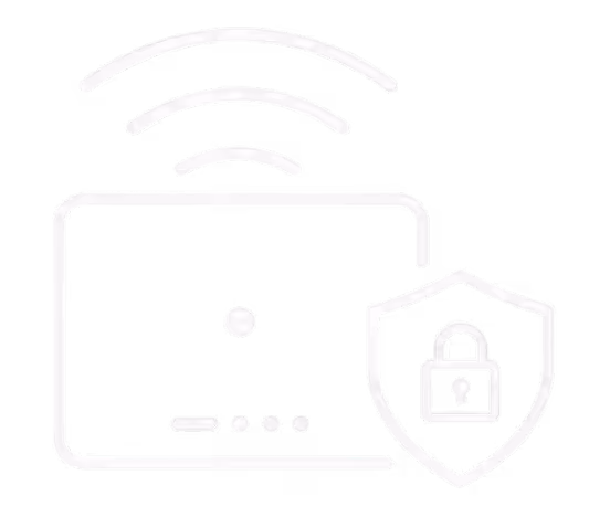 Icon of three horizontal server units connected by dotted lines on a black background.