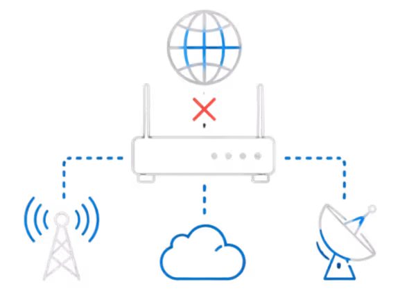 Icon of three horizontal server units connected by dotted lines on a black background.