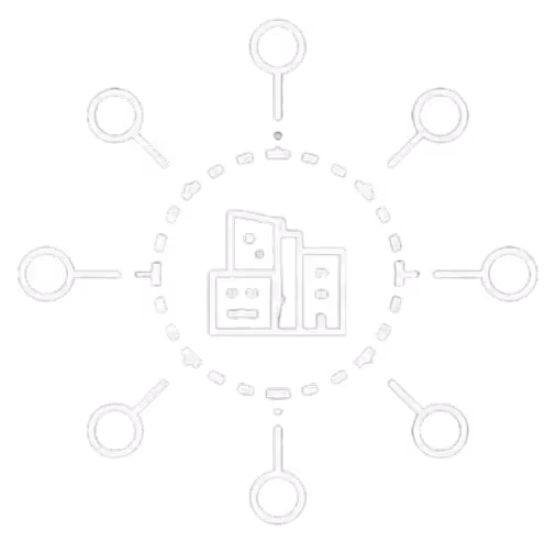 Icon of three horizontal server units connected by dotted lines on a black background.